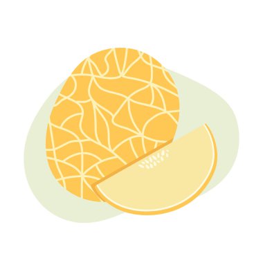 Bir dilim kavun meyvesi. Çizgi film meyvesi. Vektör illüstrasyonu