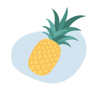 El çizimi ananas meyvesi. Çizgi film meyvesi. Vektör illüstrasyonu