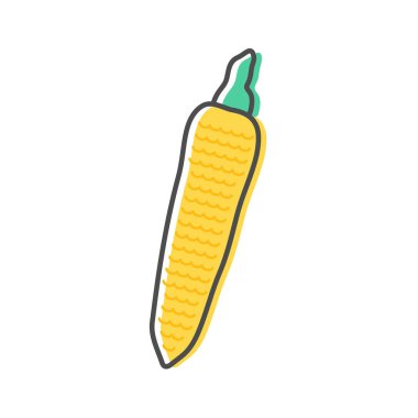 Mısır çizgisi simgesi beyaz arkaplanda izole edildi. Basit sebze ikonu sembolü. Vektör illüstrasyonu