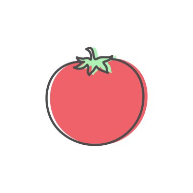 Beyaz arkaplanda domates çizgisi simgesi izole edildi. Basit sebze ikonu sembolü. Vektör illüstrasyonu