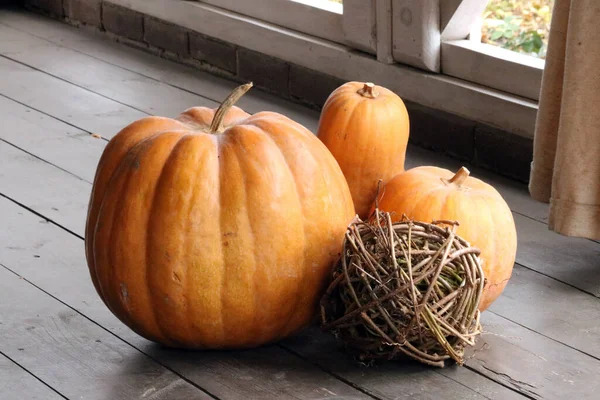 Pumpkins Wooden Box — Stock Photo, Image