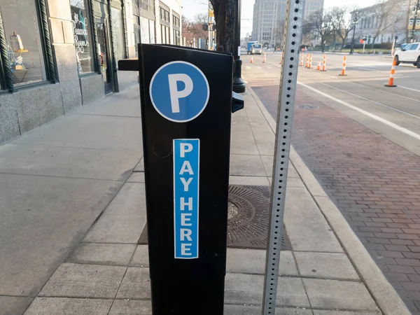 Paid Parking Station Meter Midtown Detroit Michigan — Stock Photo, Image