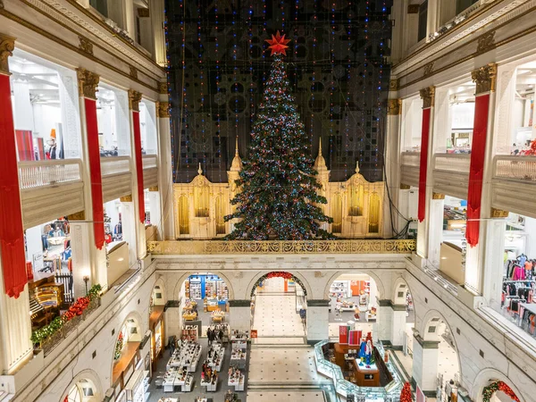 宾夕法尼亚州费城市中心梅西商店的圣诞树 — 图库照片