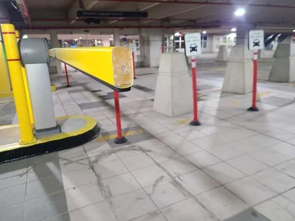 Side View Yellow Plastic Parking Barrier Gates Parking Garage Mcnamara — Stock Photo, Image