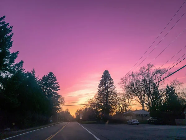 Michigan Bloomfield Hills Banliyösünde Bahar Günbatımı — Stok fotoğraf