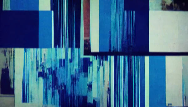 Glitch background. Analog distortion. Pixel noise. Defocused blue black color block static artifacts pattern creative illustration.