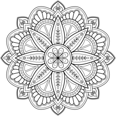 Mandala dijital sanatı el desenleri çizer. Duvardaki sanat eserleri. Boyama kitabı Dantelli desen dövme. Bir duvar kağıdı boyası gömleği ve döşeme kalıbı çıkartması için tasarlandı Etnik süslemede dekoratif