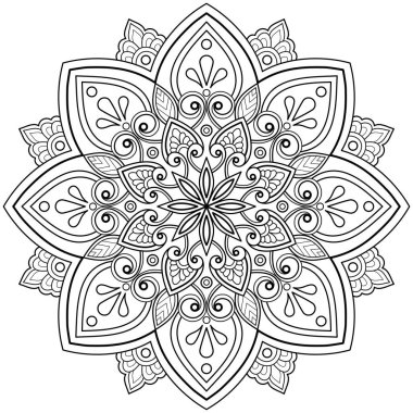 Mandala dijital sanatı el desenleri çizer. Duvardaki sanat eserleri. Boyama kitabı Dantelli desen dövme. Bir duvar kağıdı boyası gömleği ve döşeme kalıbı çıkartması için tasarlandı Etnik süslemede dekoratif