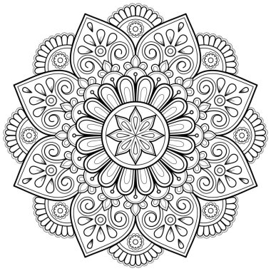 Mandala dijital sanatı el desenleri çizer. Duvardaki sanat eserleri. Boyama kitabı Dantelli desen dövme. Bir duvar kağıdı boyası gömleği ve döşeme kalıbı çıkartması için tasarlandı Etnik süslemede dekoratif