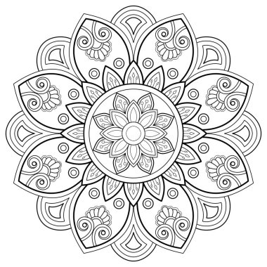 Mandala dijital sanatı el desenleri çizer. Duvardaki sanat eserleri. Boyama kitabı Dantelli desen dövme. Bir duvar kağıdı boyası gömleği ve döşeme kalıbı çıkartması için tasarlandı Etnik süslemede dekoratif