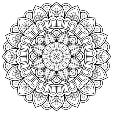 Mandala dijital sanat modeli. Duvardaki sanat eserleri. Boyama kitabı Dantelli desen dövme. Duvar kağıdı boya gömleği ve döşeme kalıbı çıkartması tasarımı, etnik çember dekoratif süslemesi için tasarım