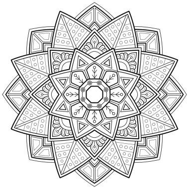 Mandala sanatı, duvara Art 'ın el izlerini çizer. Boyama kitabı Dantelli desen dövme. Bir duvar kağıdı boyası gömleği ve döşeme kalıbı çıkartması için tasarlandı Etnik süslemede dekoratif