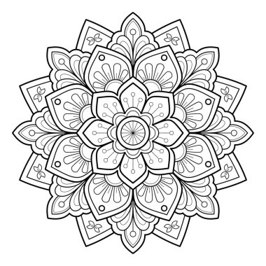 Duvar boyası desenli Dantelli Sanat için mandala deseni bir duvar kağıdı boya gömleği ve döşeme kalıbı çıkartma desenli dekoratif süs için dövme baskısı tasarımı. beyaz arkaplan