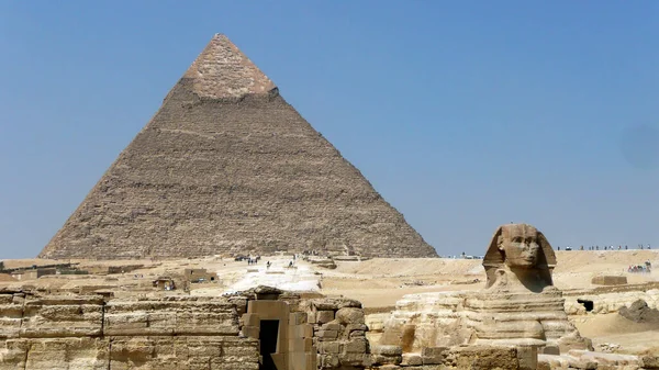 Den Stora Sfinxen Giza Imponerande Skulptur Med Ett Mänskligt Huvud — Stockfoto