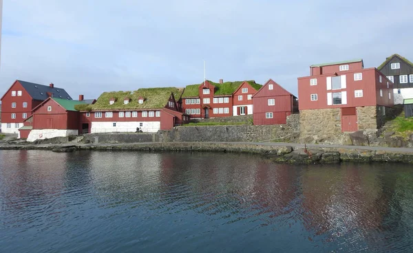 Травяные Крыши Torshavn Остров Стреймой Фарерские Острова Дания — стоковое фото