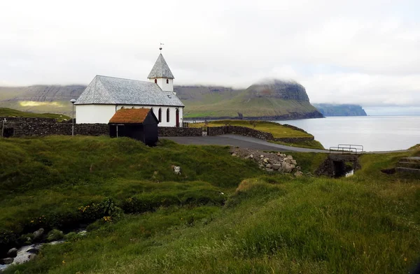 Iglesia Kunoy Islas Feroe Dinamarca — Foto de Stock