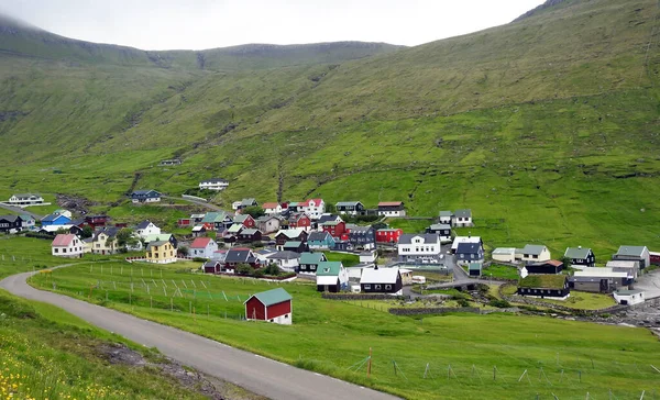 Populace Typické Domy Eysturoy Faerské Ostrovy Dánsko — Stock fotografie