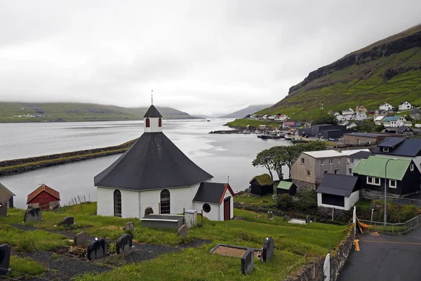 Danimarka Nın Faroe Adaları Ndaki Streymoy Adasındaki Tjornuvik Köyü — Stok fotoğraf