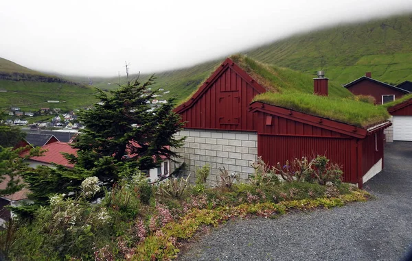 Casa Tipica Con Tetto Erba Eysturoy Isole Faroe Danimarca — Foto Stock