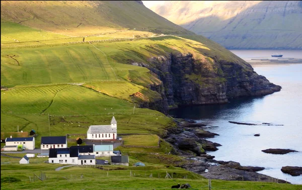 Villaggio Tipico Sull Isola Vidoy Isole Faroe Danimarca — Foto Stock
