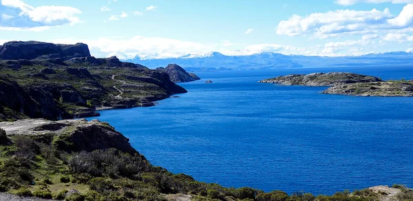 Panoramisch Uitzicht Het Meer Van Carrera Chili — Stockfoto