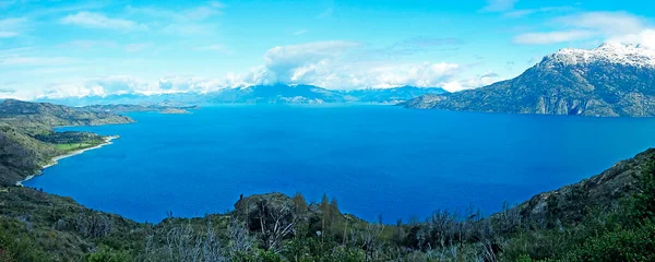 Panoramisch Uitzicht Het Meer Van Carrera Chili — Stockfoto
