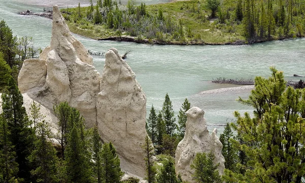 stock image The Banff Hoodoos - Needle-shaped sedimentary rocks in Banff - Canada