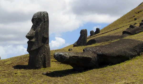 Moais Στο Νησί Του Πάσχα Rapa Nui Χιλή — Φωτογραφία Αρχείου