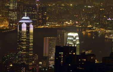 Victoria Tepesi 'nden Hong Kong' a gece manzarası