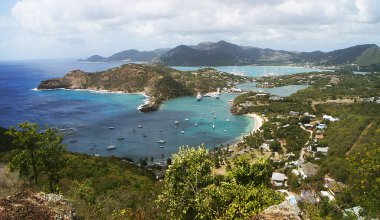 İngiliz Limanı Panoraması Shirley Heights, Doğu Yakası - Antigua ve Barbuda