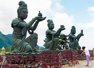 Hong Kong yakınlarındaki Lantau Adası 'nda Bronz Buda.