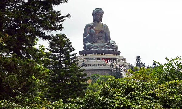 Bouddha Bronze Sur Île Lantau Près Hong Kong — Photo