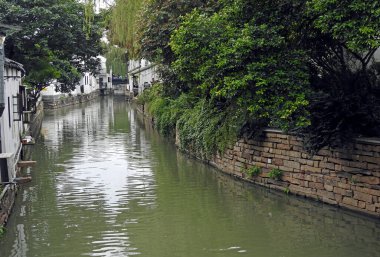Suzhou, Jiangsu ve Çin Kanalları manzaralı.