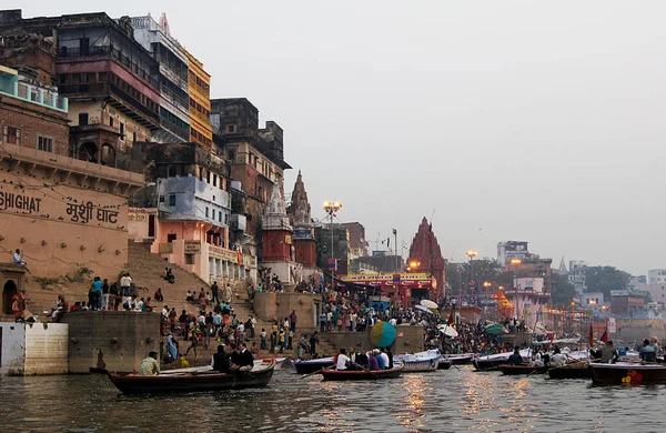 Festival Ganga Mahotsav Lever Soleil Sur Rivière Ganjes Bénarès Varanasi — Photo