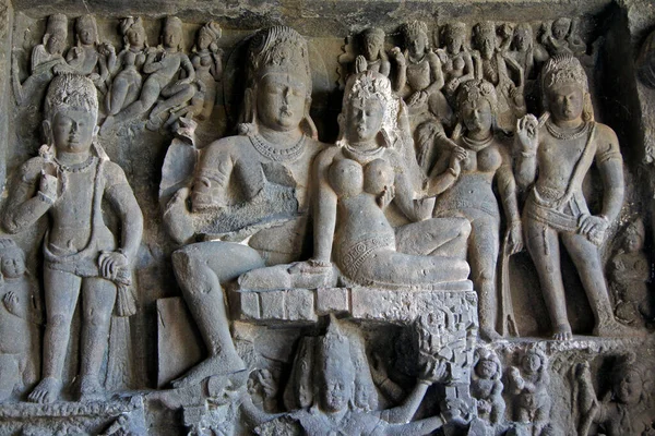 Świątynia Indra Sabha Jaskinie Ellora Aurangabad Indie — Zdjęcie stockowe