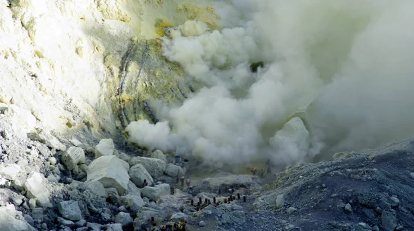 Видобуток Сірки Вулкан Кава Іджен Острів Ява Індонезія — стокове фото