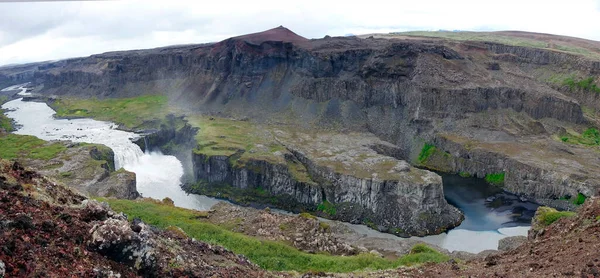 Panoramatický Výhled Vodopád Hafragilsfoss Řeka Kuls Llum Kaňon Kuls Rglj — Stock fotografie