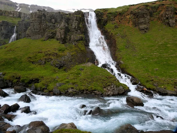 Cascata Sey Isfj Austurland Sey Isfj Fjord Islanda — Foto Stock