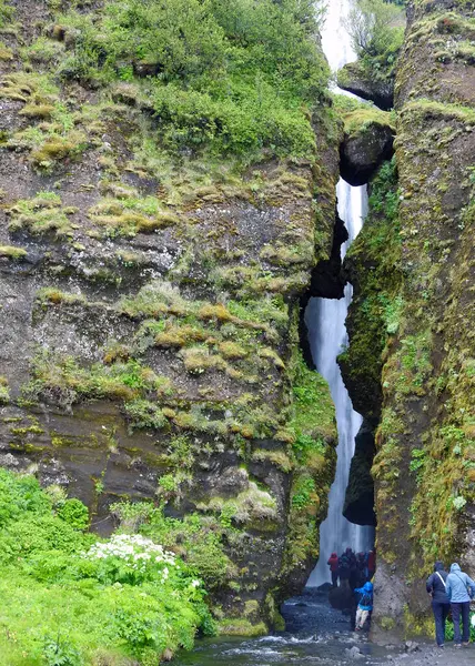 Gljufrabui Vízesés Canyon Dweller Hamragar Déli Part Izland — Stock Fotó