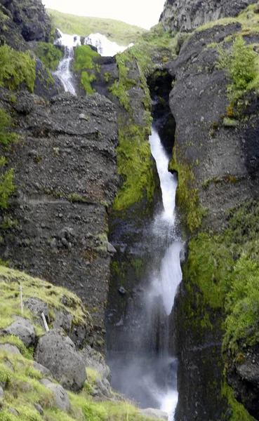 Wodospad Gluggafoss Merkj Rfoss Niedaleko Hvolsv Llur Południowe Wybrzeże Islandii — Zdjęcie stockowe