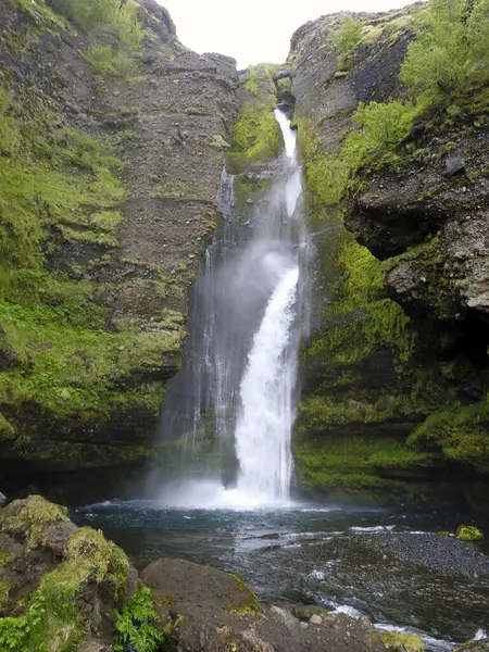 Gluggafoss Merkj Rfoss Vízesés Hvolsv Lllur Közelében Déli Part Izland — Stock Fotó