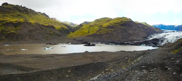 Lheimaj Kull Gleccser Katla Eyjafjallaj Kull Vulkánok Között Izland — Stock Fotó