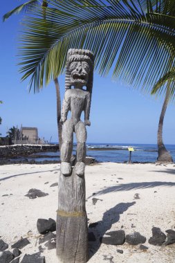 H naunau Ulusal Tarih Parkı, Koruyucu Heykel, Kona, Büyük Ada, Hawaii - ABD
