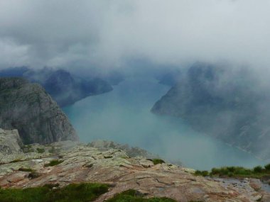 Lysefjord Preikestolen rock, The Minpit, Lysefjord, Rogaland - Norveç