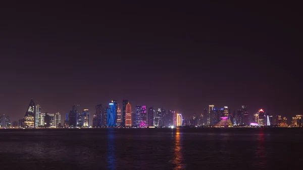 Doha Śródmieście Nocy Parku Mia — Zdjęcie stockowe
