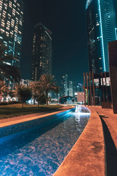 Pela Água Centro Doha Noite West Bay Qatar — Fotografia de Stock