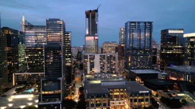 Houston Teksas 'ın gece silueti - hava manzarası