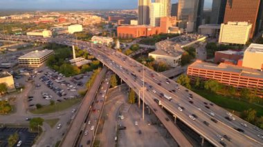 Houston 'daki ağır sokak trafiği - hava manzarası