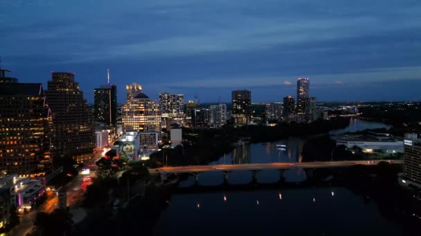 Skyline Houston Texas Felülről Légi Felvétel — Stock videók
