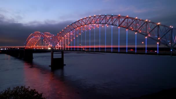 Hernando Soto Brücke Memphis Über Den Mississippi Luftaufnahme — Stockvideo